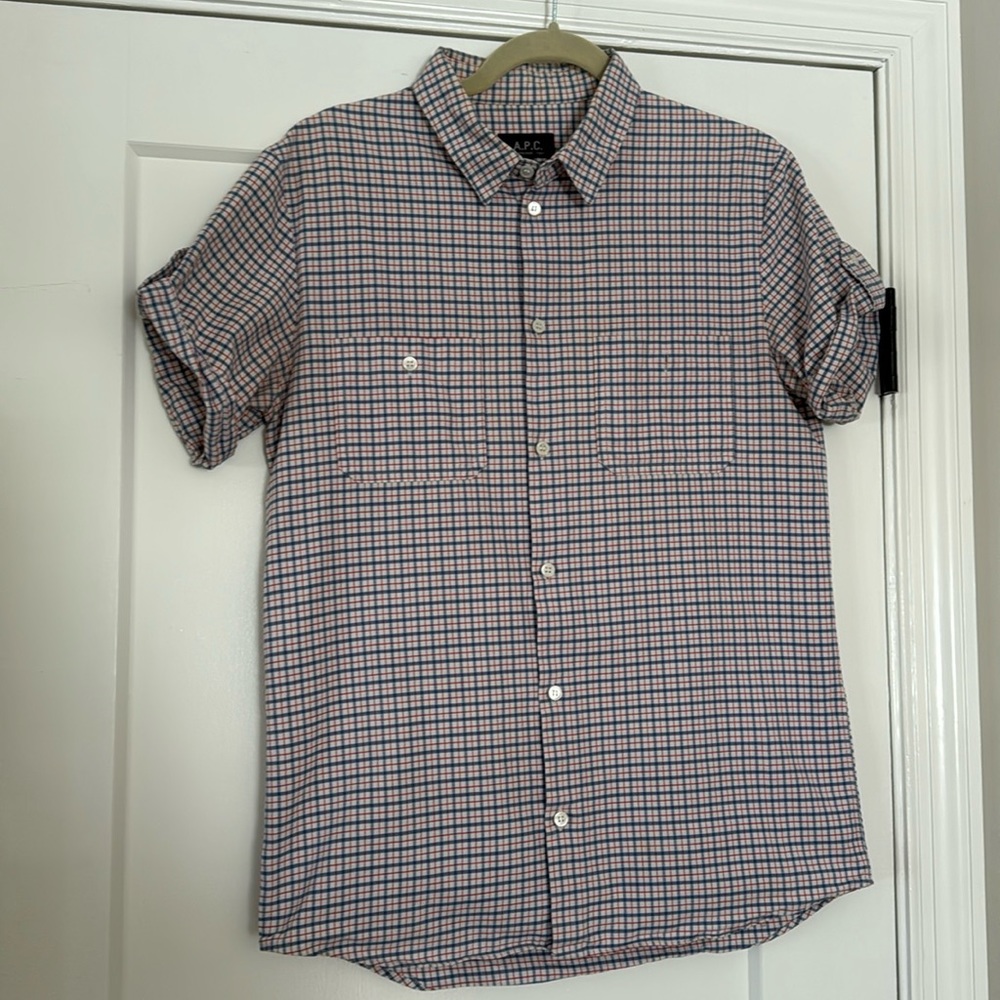 A.P.C. - Casual Short Sleeve Button Down Shirt - Size Medium - 100% Cotton